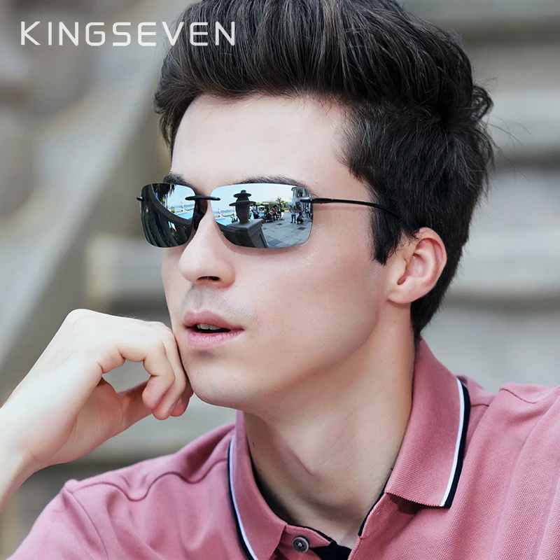 Top Trends: KINGSEVEN TR90 Rimless Sunglasses Men Ultralight High Quality Square Frameless Sun Glasses For Women Brand Designer Mirror Lens Shoppable Styles - Image 4