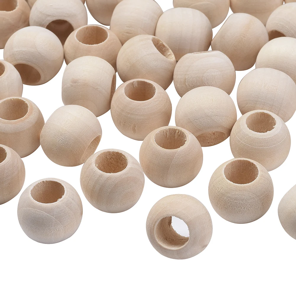 Top Trends: Large Hole Unfinished Wood Beads 10-25mm Antique White Natural Wooden Loose Spacer Beads Macrame Beads For Jewelry Making DIY Shoppable Styles