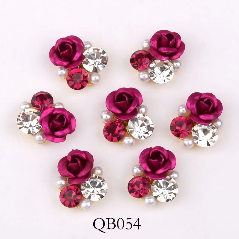 Top Trends: New 10pcs Bright Pearl Rhinestone Flower Design Alloy Nail Art Decorations Glitter DIY 3D Nail Jewelry Pendant QB054-063 Shoppable Styles