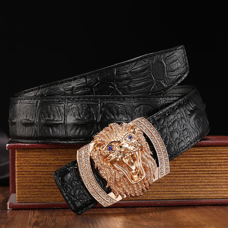 Top Trends: New Luxury Men&#039;s Belt Embossed Head Layer Belt With The Lion Buckle Belts Men Fashion Belts For High Quality Ladies Shoppable Styles