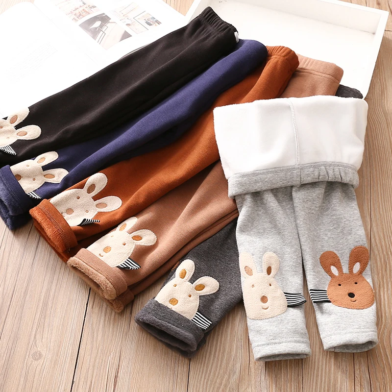 Top Trends: 2023 Winter Warm 2 3 4 5 6 8 10 Years Children Cute Color Cartoon Patchwork Plus Velvet Thickening Leggings For Kids Baby Girls Shoppable Styles