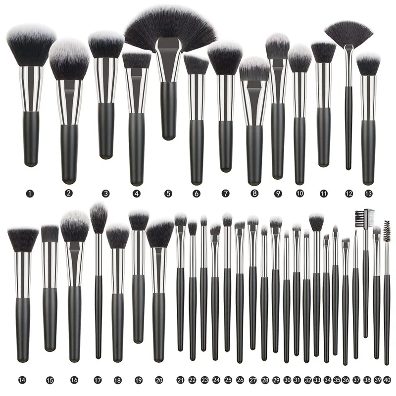 Top Trends: 5-40pcs Luxury Black Professional Makeup Brush Set Big Powder Makeup Brushes Foundation Natural Blending Pinceaux De Maquillage Shoppable Styles