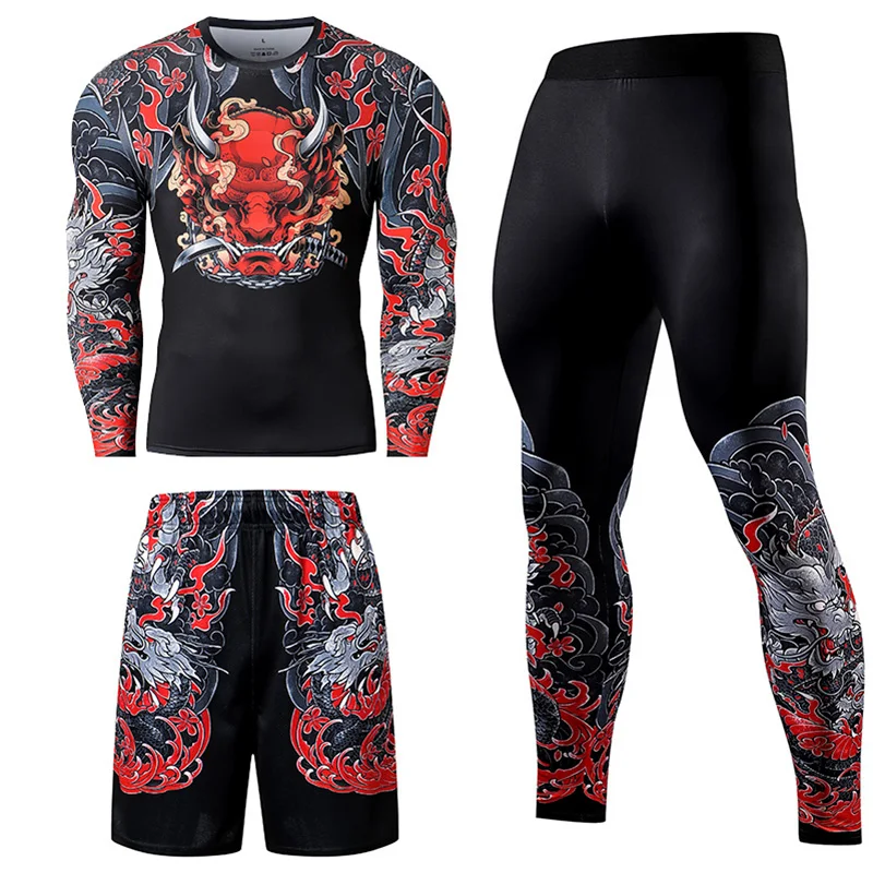 Top Trends: 2 / 3PCS Men Tracksuit Compression Set Workout Sportswear Gym Clothing Fitness Long Sleeve Tight Top & Waist Leggings Sports Suits Shoppable Styles