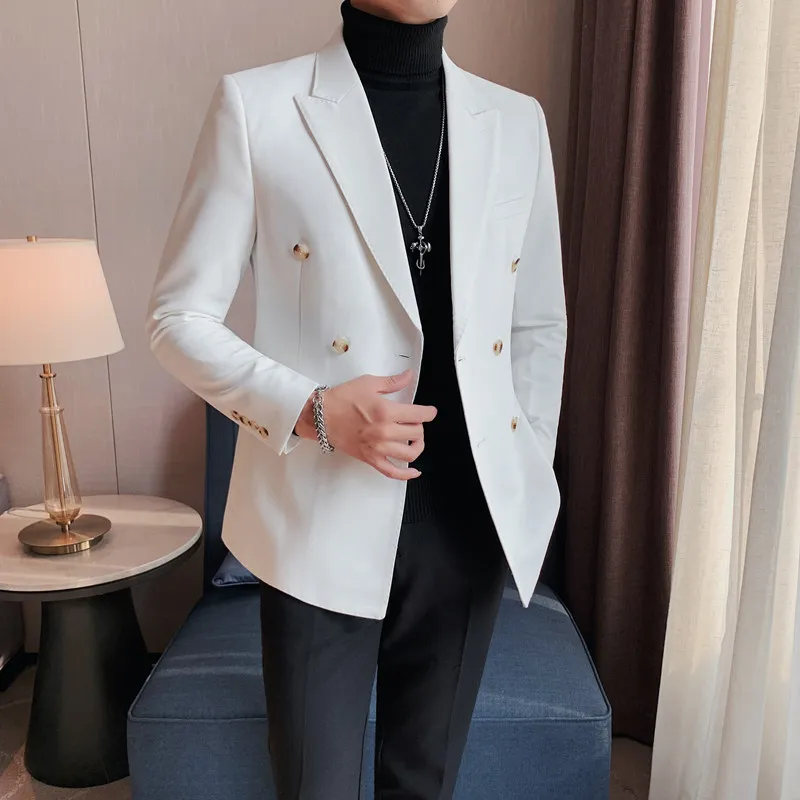 Top Trends: 2023 Fashion New Men's Casual Boutique Business Solid Color Double Breasted Dress Formal Suit Jacket Blazers Coat Cotton Jacket Shoppable Styles