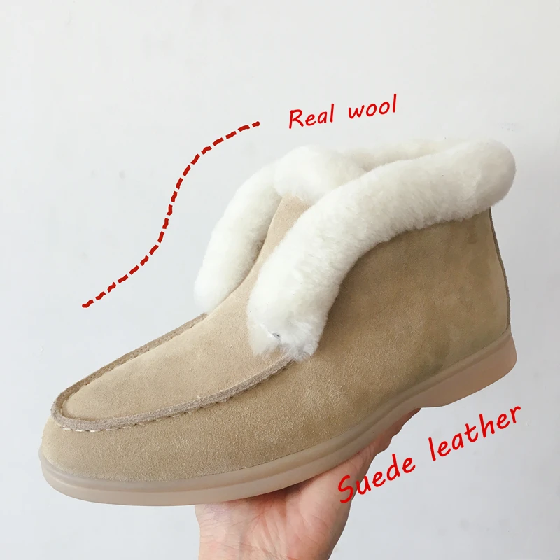 Top Trends: Women Ankle Boots Cow Suede Leather Winter Shoes Natural-fur Warm Slip-on Snow Boots For Women Shoppable Styles