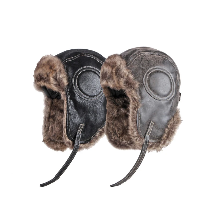 Top Trends: Winter Ushanka Hat Men Women's Pilot Aviator Bomber Trapper Hat Faux Fur Soft Leather Snow Cap With Ear Flaps Russian Hat Shoppable Styles