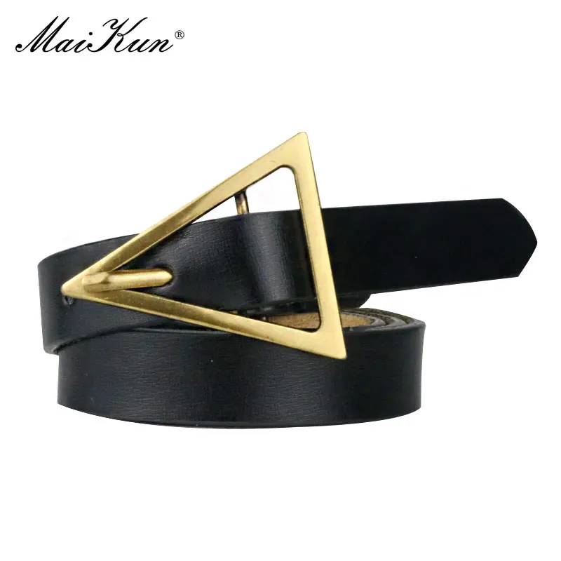 Top Trends: Maikun New Genuine Leather Thin Belt Vintage Triangle Buckle Net Red Women's Trousers Fashion All-Match Decorative Waistband Shoppable Styles