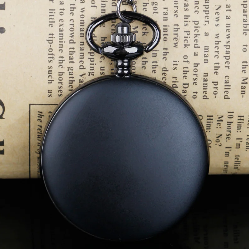 Top Trends: Black Quartz Pocket Watch Necklace Roman Numerals Black Dial Trend Fashion Watch Bat Pendant Chain Fob Reloj Hombre Shoppable Styles - Image 6