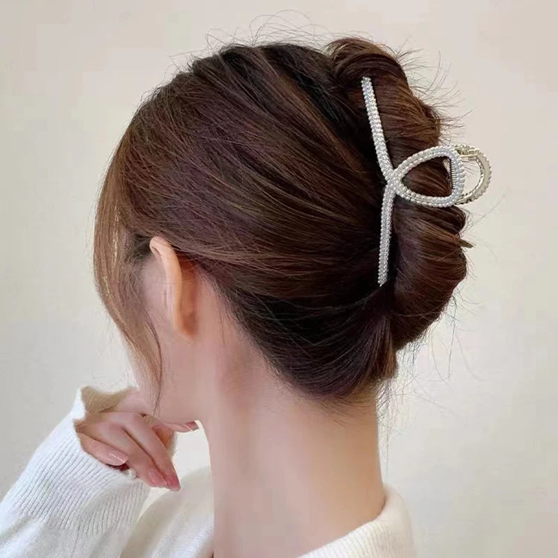 Top Trends: 2023 New Elegant Pearl Hair Clip Female Korean Fashion Back Of Head Clip Large Shark Clip Simple Star Hair Accessories For Woman Shoppable Styles - Image 2