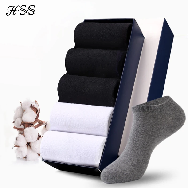 Top Trends: HSS Brand 100% Cotton Men Socks Summer Thin Breathable Socks High Quality No Show Boat Socks Black Short For Students Size 39-44 Shoppable Styles