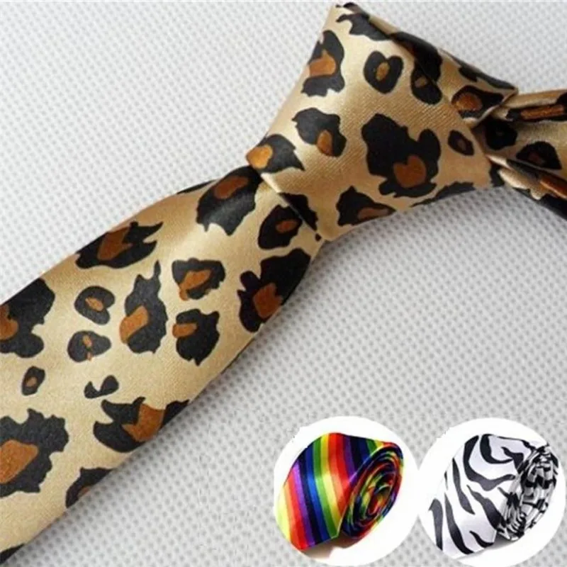 Top Trends: Fashion Tie For Men 5CM 6cm Skinny Neckties Korea Yellow Leopard Print Small Tie Plaid Style White Red Shoppable Styles