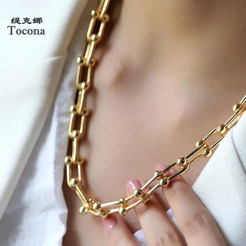 Top Trends: Tocona Punk Gold Silver Color Alloy Heavy Metal Thick Clavicle Chain Choker Necklace For Women Trendy Party Boho Jewelry Collar Shoppable Styles