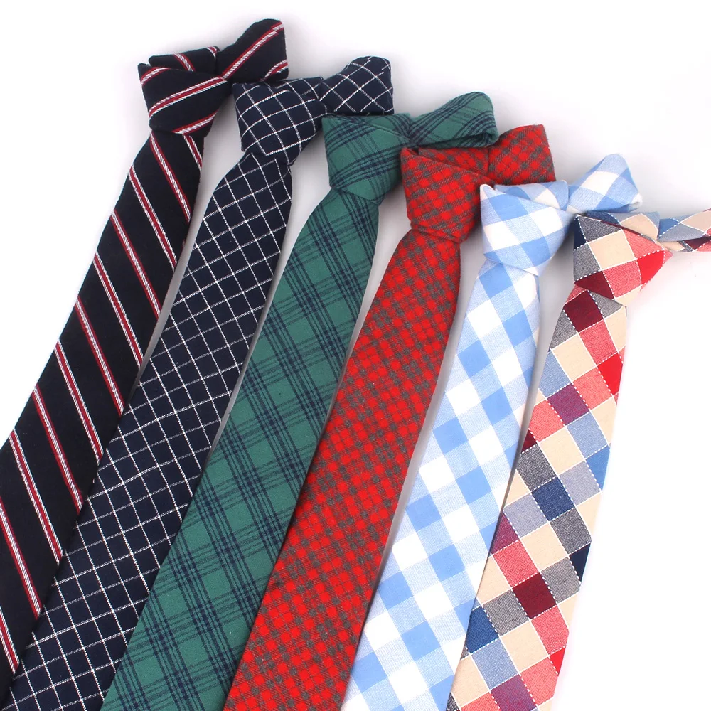 Top Trends: Fashion Woven Cotton Ties For Men Skinny Men Neck Tie For Wedding Casual Plaid Neckties Suits Slim Plaid Neck Ties Gravatas Shoppable Styles