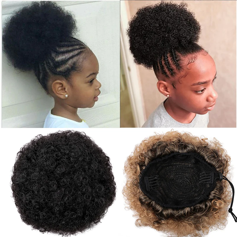 Top Trends: MANWEIAfro Synthetic Short Afro Kinky Drawstring Ponytail High Temperature Pony Tail Clip In Hair Extension On Puff Hair Bun Shoppable Styles