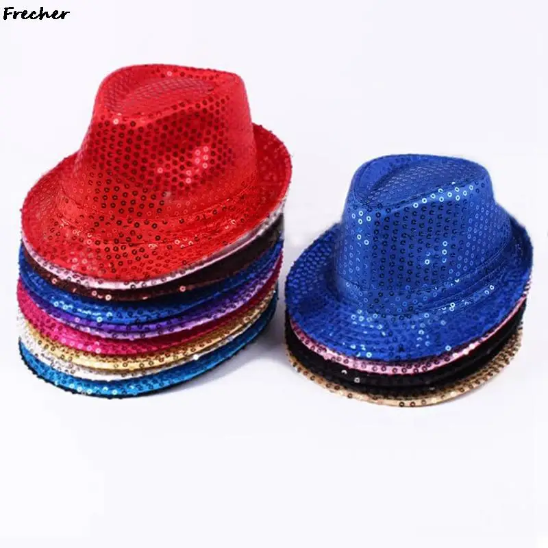 Top Trends: 2022 New Fashion Adult Unisex Brilliant Glitter Sequins Hat Dance Show Party Jazz Hat Cap Show Stage Props Beading Caps Fedoras Shoppable Styles