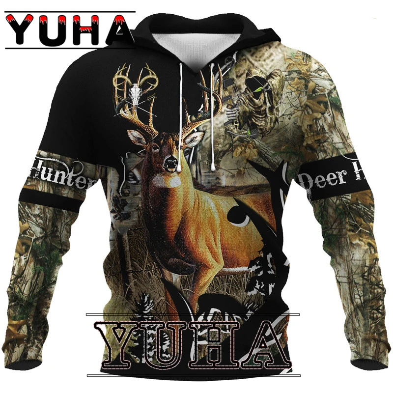 Top Trends: Men Unisex Deer Hunting Print 3d Hoodies Sweatshirts Harajuku Streetwear Hoodie Casual Creative Jacket Hip Hop Pullover Clothes Shoppable Styles