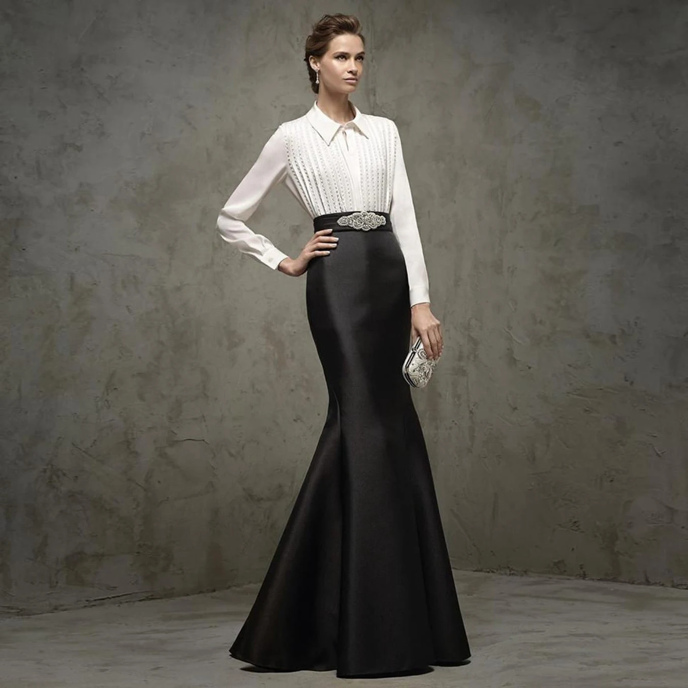 Top Trends: Elegant Satin Long Skirt Floor Length Silhouette Fishtail Skirt Pure Black Mermaid Skirt Custom Made Color &amp; Size High Quality Shoppable Styles