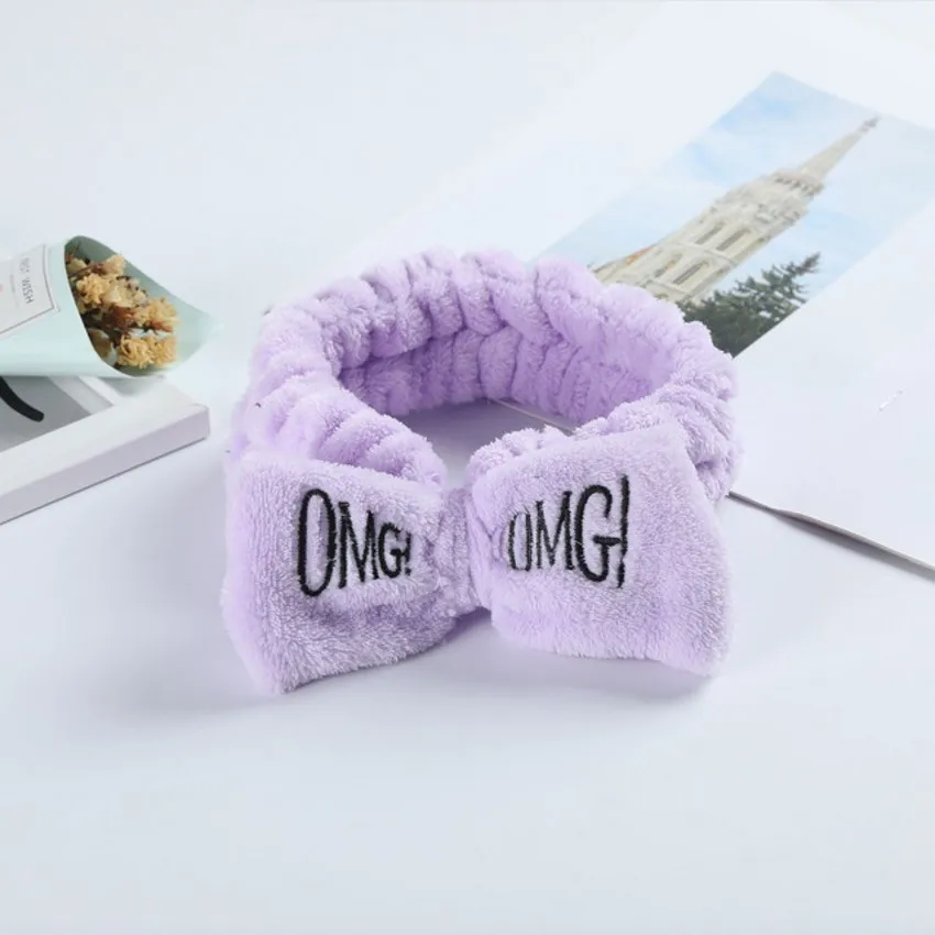 Top Trends: OMG Letter Bow Headbands Versatile Girls Women Wash Face Soft Turbans Elastic Hair Bands Coral Fleece Makeup Assistant Headwear Shoppable Styles - Image 3