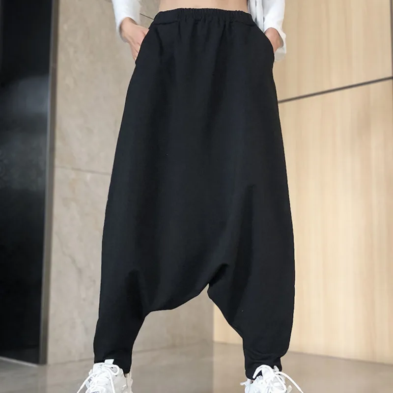 Top Trends: Baggy Cross-Pants Women Solid Color Harajuku Streetwear Jogger Sweatpants Elastic Cotton Wide Leg Trousers Loose Harem Pants Shoppable Styles