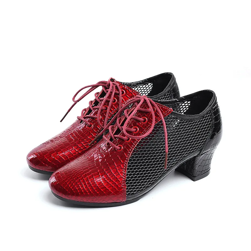 Top Trends: Latin Dance Shoes Female Head Layer Cowhide Stone Pattern Soft Rubber Sole Bottom Chacharum Ballad Ballroom Jazz Shoes Woman Shoppable Styles - Image 6