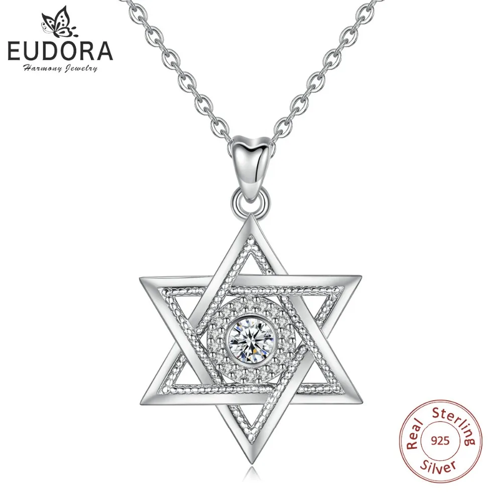 Top Trends: EUDORA 925 Sterling Silver Star Of David & Cubic Zirconia Pendant Necklace Fashion Hexagram CZ Jewelry For Anniversary Gift D334 Shoppable Styles