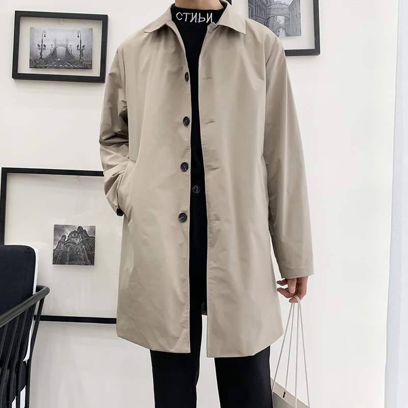 Top Trends: M-5XL Plus Size Men's Trench Coat Loose Fit Long Lapel Single Breasted Windbreaker Jacket Button Overcoat Men Clothing XXXXXL Shoppable Styles - Image 2