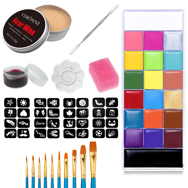 Top Trends: SFX Makeup Kit 20 Colors Face Body Paint Oil Stage Special Effects Halloween Wound Scar Wax Makeup Fake Scab Blood Spatula Shoppable Styles