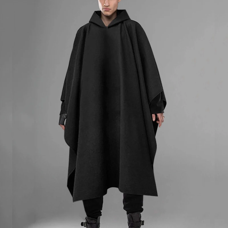 Top Trends: Fashion Men Cloak Coats Hooded Solid Loose 2023 Streetwear Punk Windproof Men's Trench Chic Winter Long Cape Poncho INCERUN Shoppable Styles