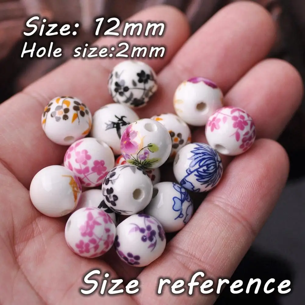 Top Trends: 10pcs 10mm 12mm Flower Patterns Round Ceramic Porcelain Loose Spacer Beads For DIY Crafts Bracelet Jewelry Making 1 #~44 # Shoppable Styles - Image 6