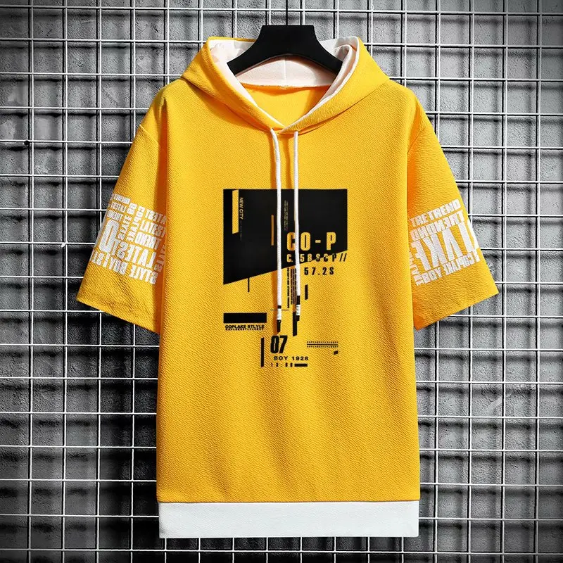 Top Trends: Japan Style Men's Hoodies Fashion Streetwear Short Sleeve Hooded Sweatshirts Men Casual Harajuku Prints Men Clothing Hoodies Shoppable Styles