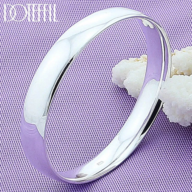 Top Trends: DOTEFFIL 925 Sterling Silver 10mm Smooth Solid Bracelet Bangles For Women Men Wedding Engagement Party Jewelry Shoppable Styles