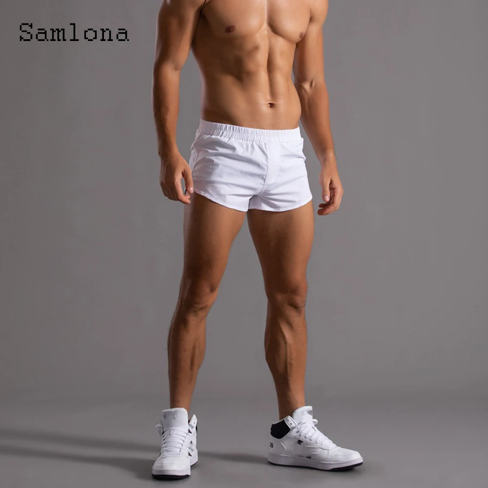 Top Trends: Samlona Plus Size Men's Fashion Leisure Shorts Sexy Elastic Waist Short Pants 2022 Summer New Casual Beach Shorts Male Clothing Shoppable Styles