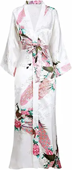 Top Trends: Plus Size XXXL Chinese Women Long Robe Print Flower Peacock Kimono Bathrobe Gown Bride Bridesmaid Wedding Robes Sexy Sleepwear Shoppable Styles