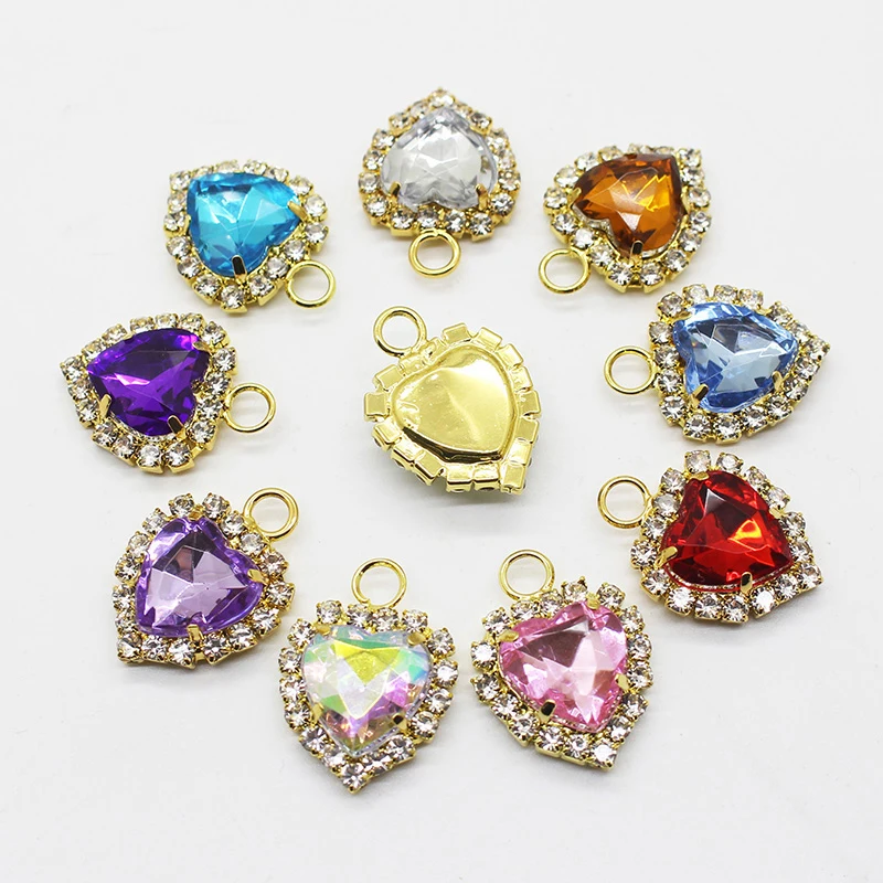 Top Trends: 10pcs / Lot Korean Jewelry Accessories Peach Heart Claw Drill Wall Single Hanging Rhinestone Pendant Shoppable Styles