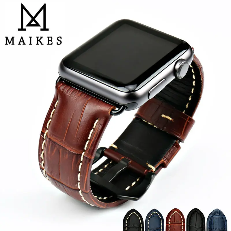 Top Trends: MAIKES Watchbands Genuine Cow Leather Watch Strap For Apple Watch Band 44mm 38mm Series 6 / 5 / 4 Iwatch 7 45mm 41mm Watch Bracelet Shoppable Styles