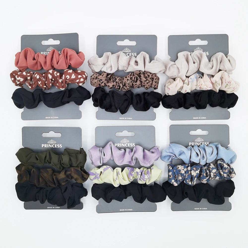 Top Trends: New 3PCS Silk Chiffon Print Hair Scrunchies Elastic Rubber Hair Bands Girls Women Ponytail Holder Hair Rope Ties Accessories Set Shoppable Styles - Image 2