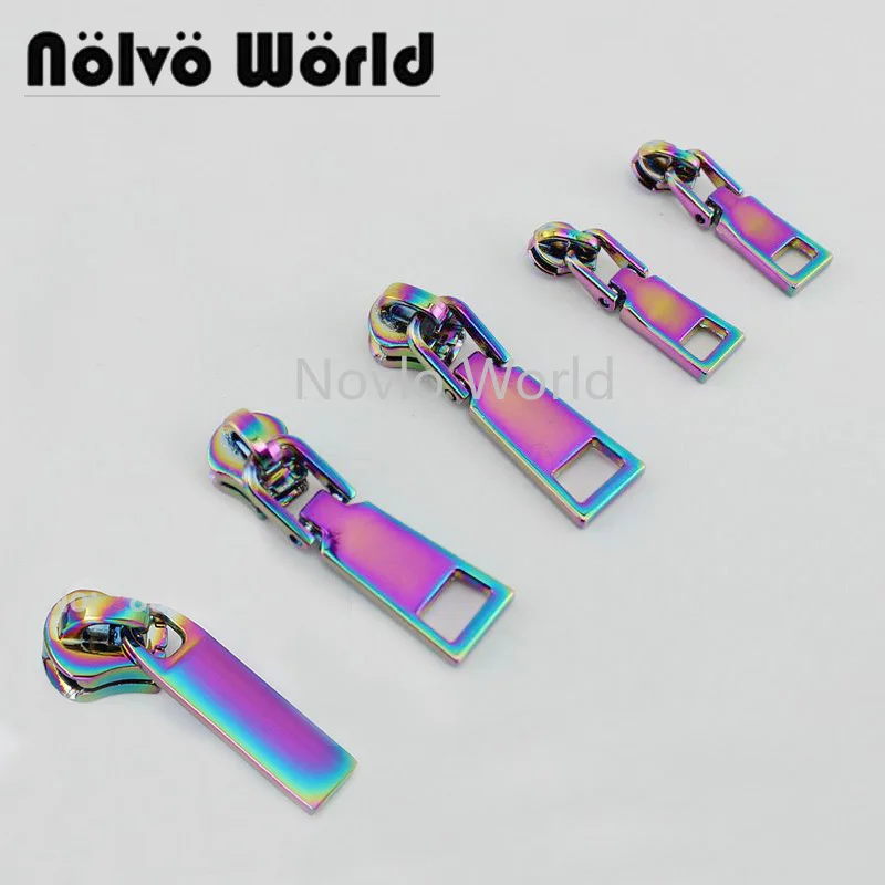 Top Trends: Nolvo World 5-20-100pcs Rainbow Metal Zipper Slider With Pull Head 5 # Metal Teeth 5 # Nylon Teeth3 #nylon Teeth For Clothing Bag Shoppable Styles