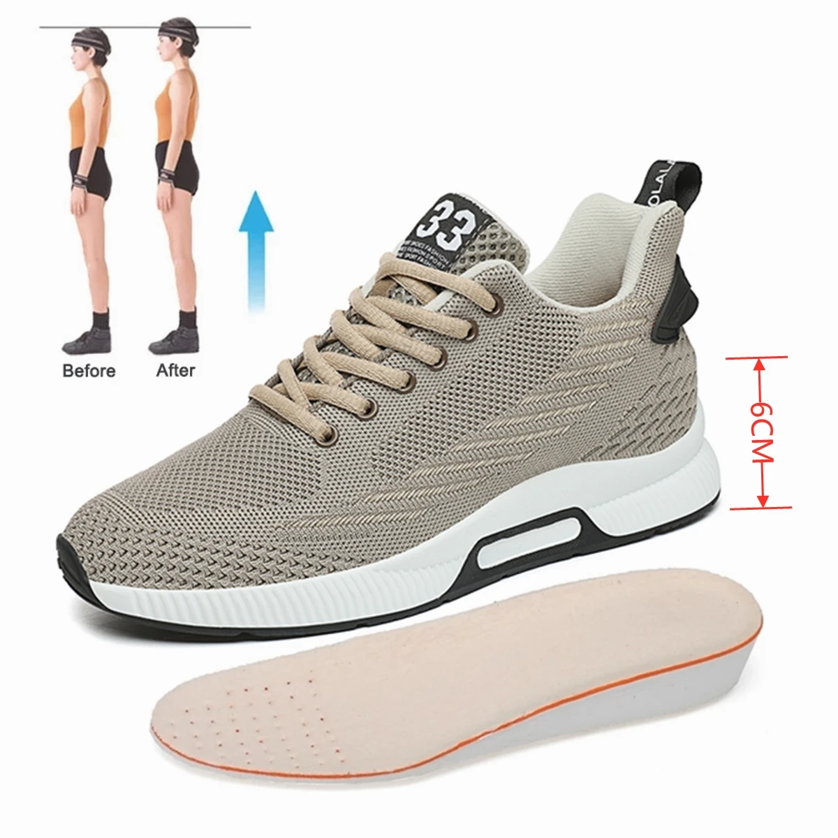 Top Trends: Big Size Elevator Shoes Men Sneakers Heightening Shoes Height Increase Shoes Insoles 6CM Man Daily Life Height Increasing Shoe Shoppable Styles