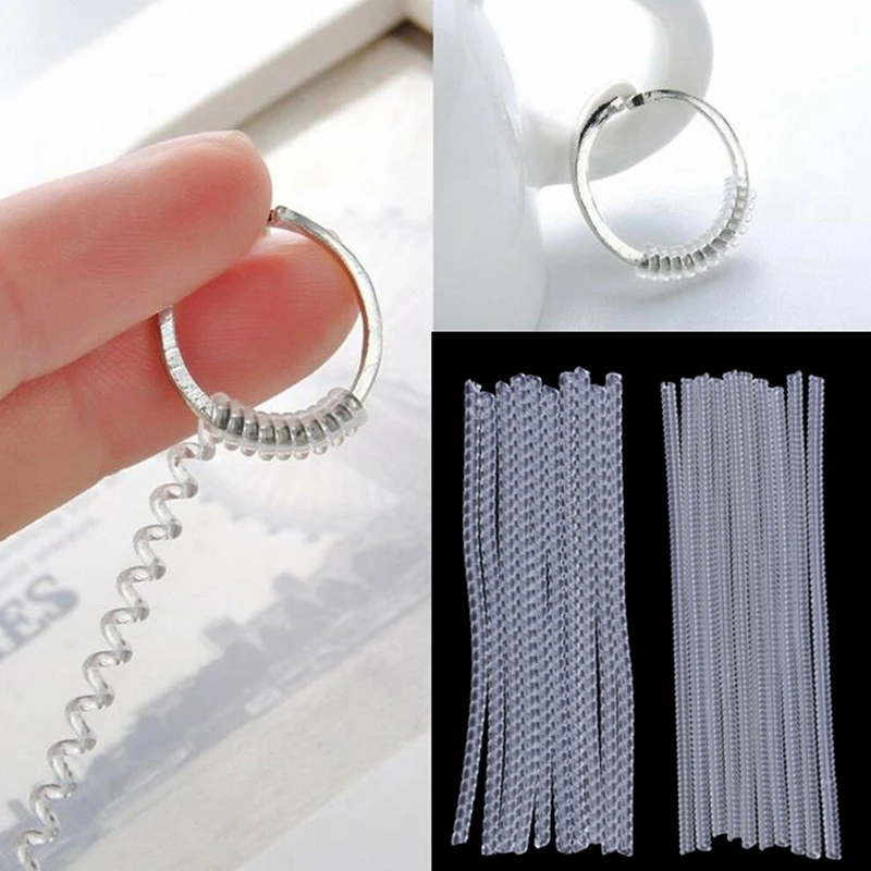 Top Trends: 10PCS 10cm Invisible Spiral Based Ring Sizer Adjuster Guard Insert Tightener Reducer Resizing Fitter Jewelry Tools For Any Rings Shoppable Styles