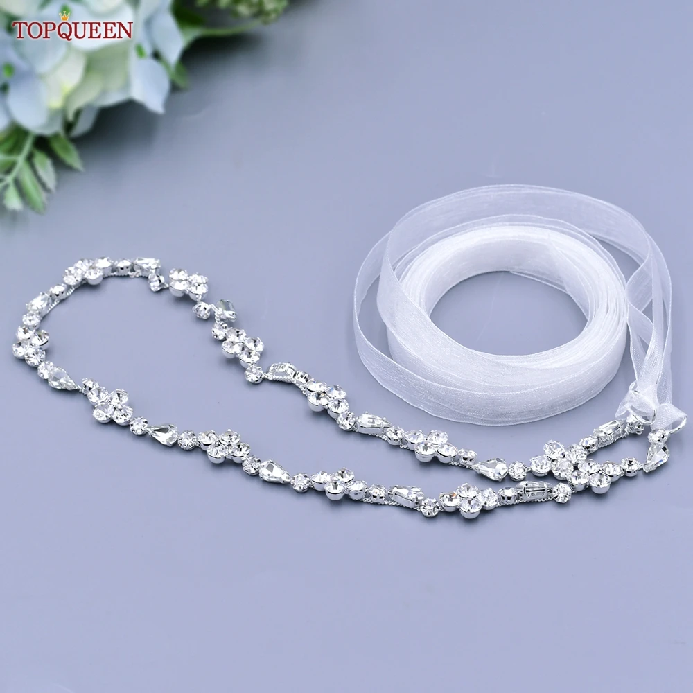 Top Trends: TOPQUEEN S305 Silver Waist Chain Belt For Wedding Bridal Belt Formal Dresses Sash Organza Wedding Belt With Crystals Rhinestone Shoppable Styles