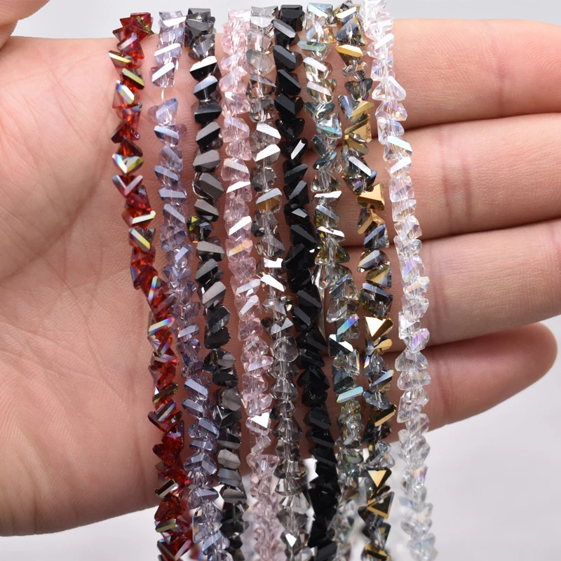 Top Trends: Yanqi Shining Triangle Glass Beads Colors 6mm 80pcs Crystal Glass Beads For Jewelry Making DIY Handmade Bracelet Wholesale Shoppable Styles