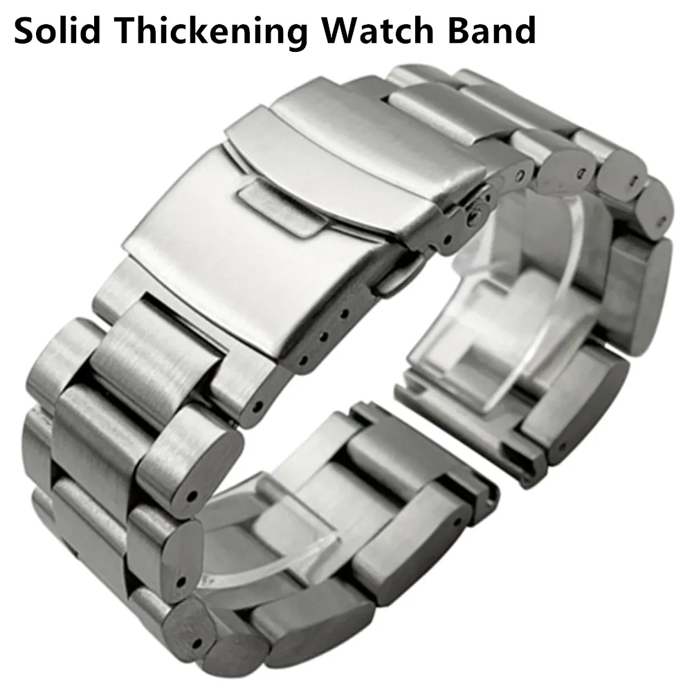 Top Trends: Solid Thickening 5.5mm 316L Stainless Steel Watchbands Silver 22mm 24mm 26mm Metal Watch Band Strap Wrist Watches Bracelet Shoppable Styles