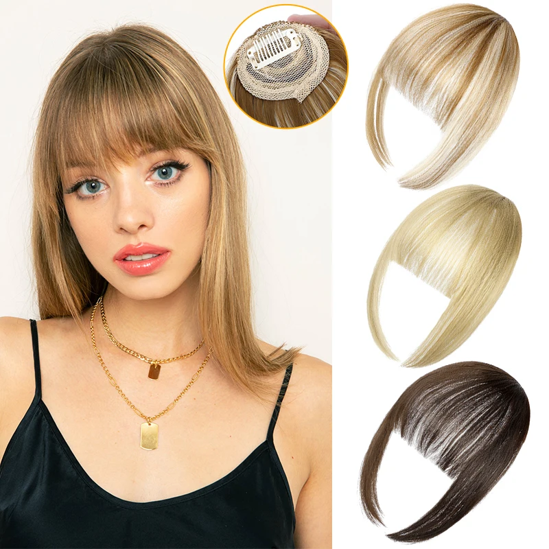 Top Trends: Shangzi Clip In Blunt Bangs Bang Hair Extension Synthetic Wig Fake Fringe Natural Hair Bangs Black L Brown Accessories Fake Hair Shoppable Styles