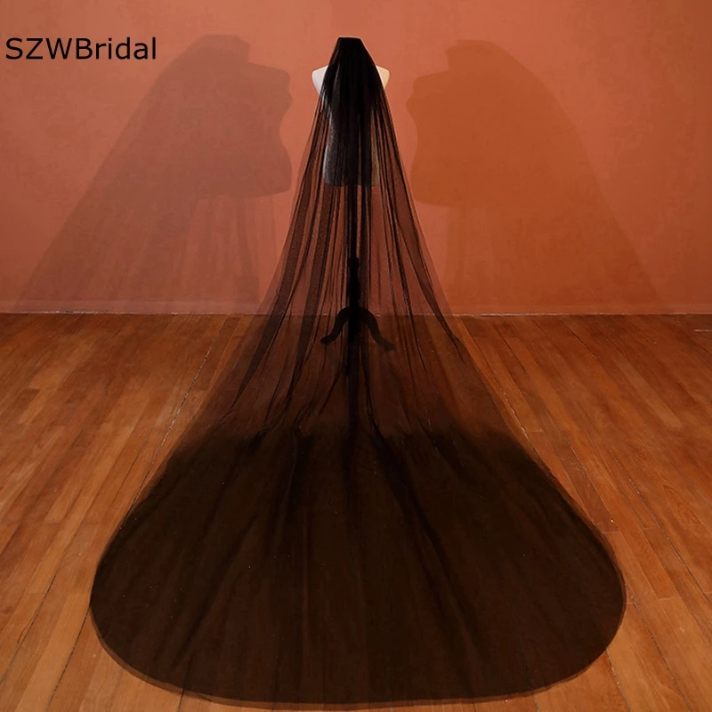 Top Trends: New Arrival Two Layers Soft Tulle Black Veil Brides Wedding Accessories Bride Voile Mariage Bridal Veils Sposa Velo Sposa Shoppable Styles