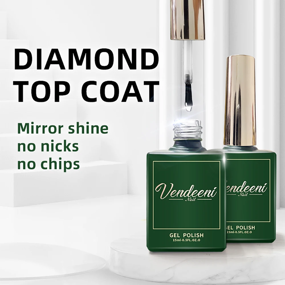 Top Trends: Vendeeni 15ml Diamond Top Coat For Gel Nail Polish Reinforce Long Lasting UV Soak Off Gel Varnish High Light Nail Art Primer Gel Shoppable Styles