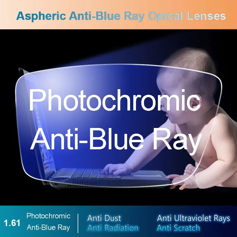 Top Trends: 1.61 Anti-Blue Ray Aspheric Photochromic Gray Lens Optical Lenses Prescription Vision Correction Computer Reading Lens Shoppable Styles