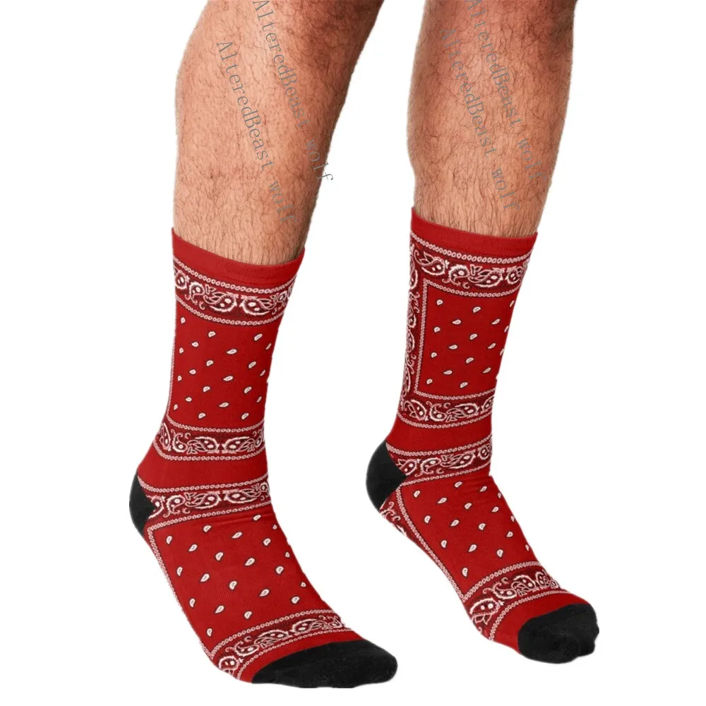 Top Trends: Men Socks Harajuku Bandana Royal Red Socks Printed Personality Happy Hip Hop Novelty Skateboard Crew Casual Crazy Socks Shoppable Styles