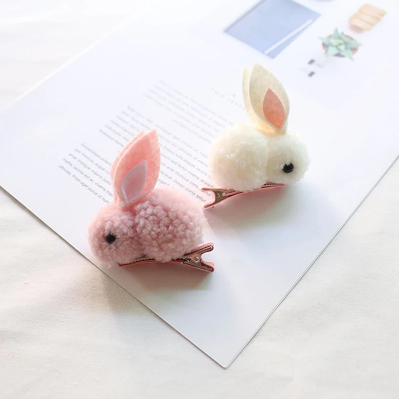 Top Trends: Cute Hair Ball Rabbit Hair Clip Children's Girl Animal Hairpins Korea Simple Hair Accessories Headwear Barrette Stick Hairpin Shoppable Styles - Image 4