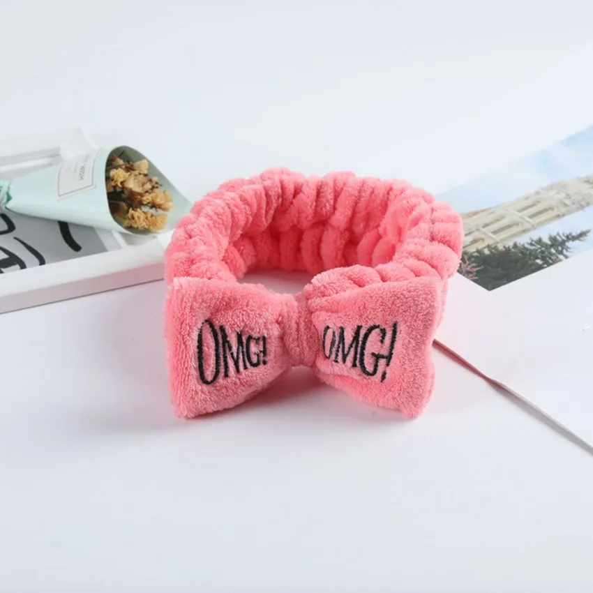 Top Trends: OMG Letter Bow Headbands Versatile Girls Women Wash Face Soft Turbans Elastic Hair Bands Coral Fleece Makeup Assistant Headwear Shoppable Styles - Image 4