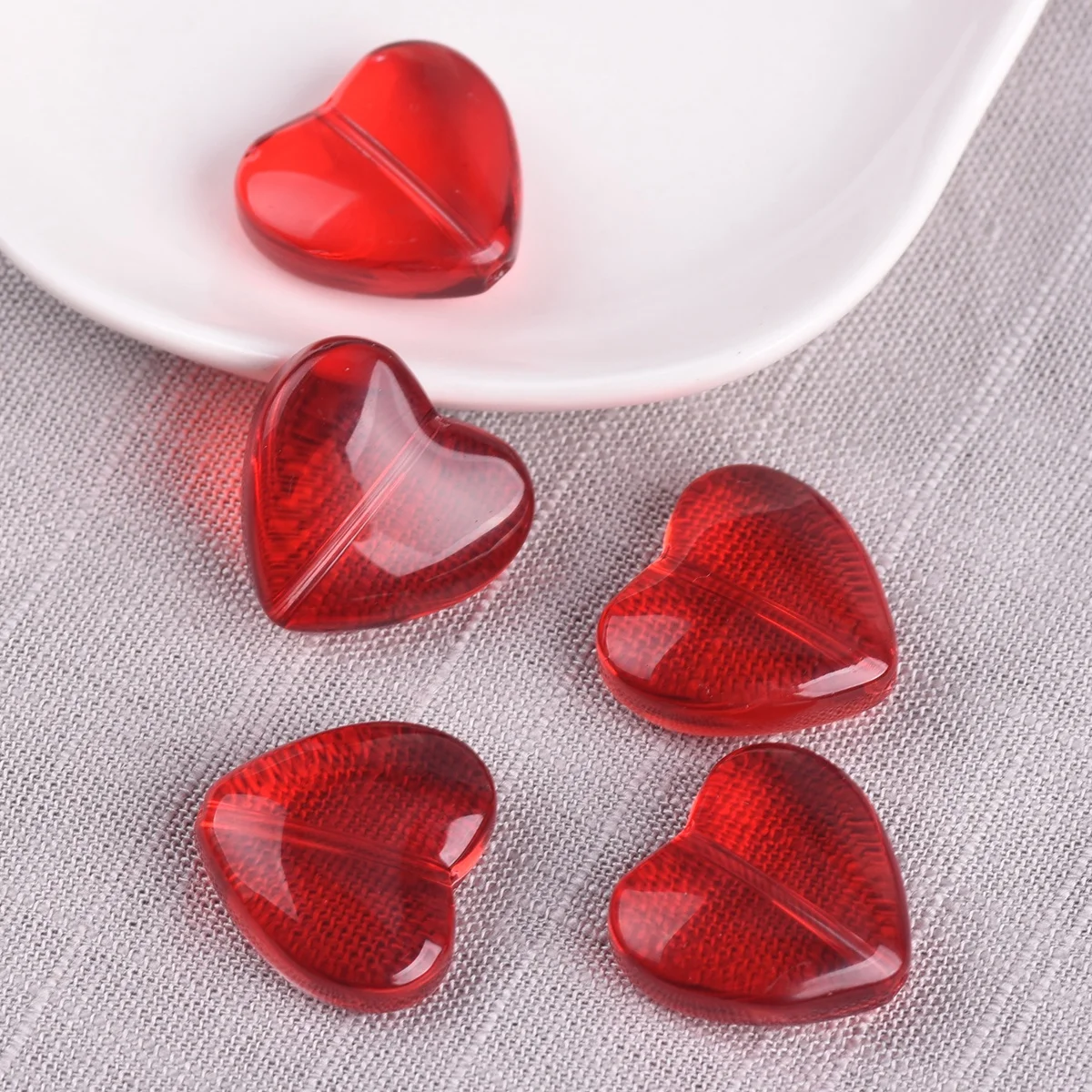 Top Trends: 5pcs Red Heart Shape 20mm Glossy Loose Crystal Glass Beads For Jewelry Making DIY Crafts Findings Shoppable Styles - Image 2